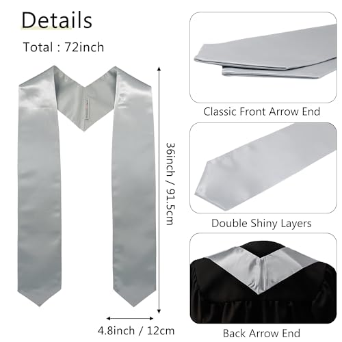 Image of GraduationMall 24 Pieces 72 Inch Plain Graduation Stole Bulk Sublimation Blank Honor Graduation Sash Unisex Adult