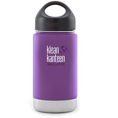 Klean Kanteen Wide Mouth Double Wall Insulated Water Bottle with Loop Cap, Wild Grape, 12-Ounce