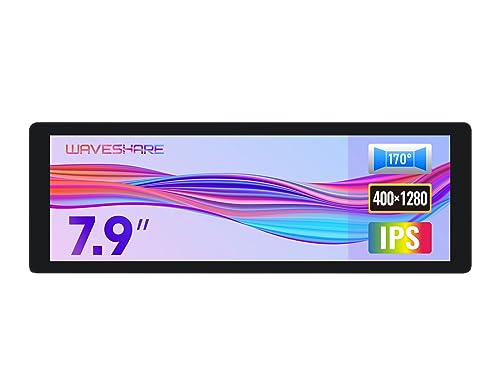 Waveshare 7.9inch IPS Display, 400x1280, Toughened Glass Panel, HDMI Interface, with Hi-Fi Speaker, Collapsible Stand&Metal...