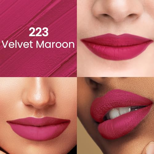Image of Swiss Beauty Pure Matte Creamy Lipstick | Non-drying, Highly pigmented Lipstick | Shade- Velvet Maroon, 3.8gm|