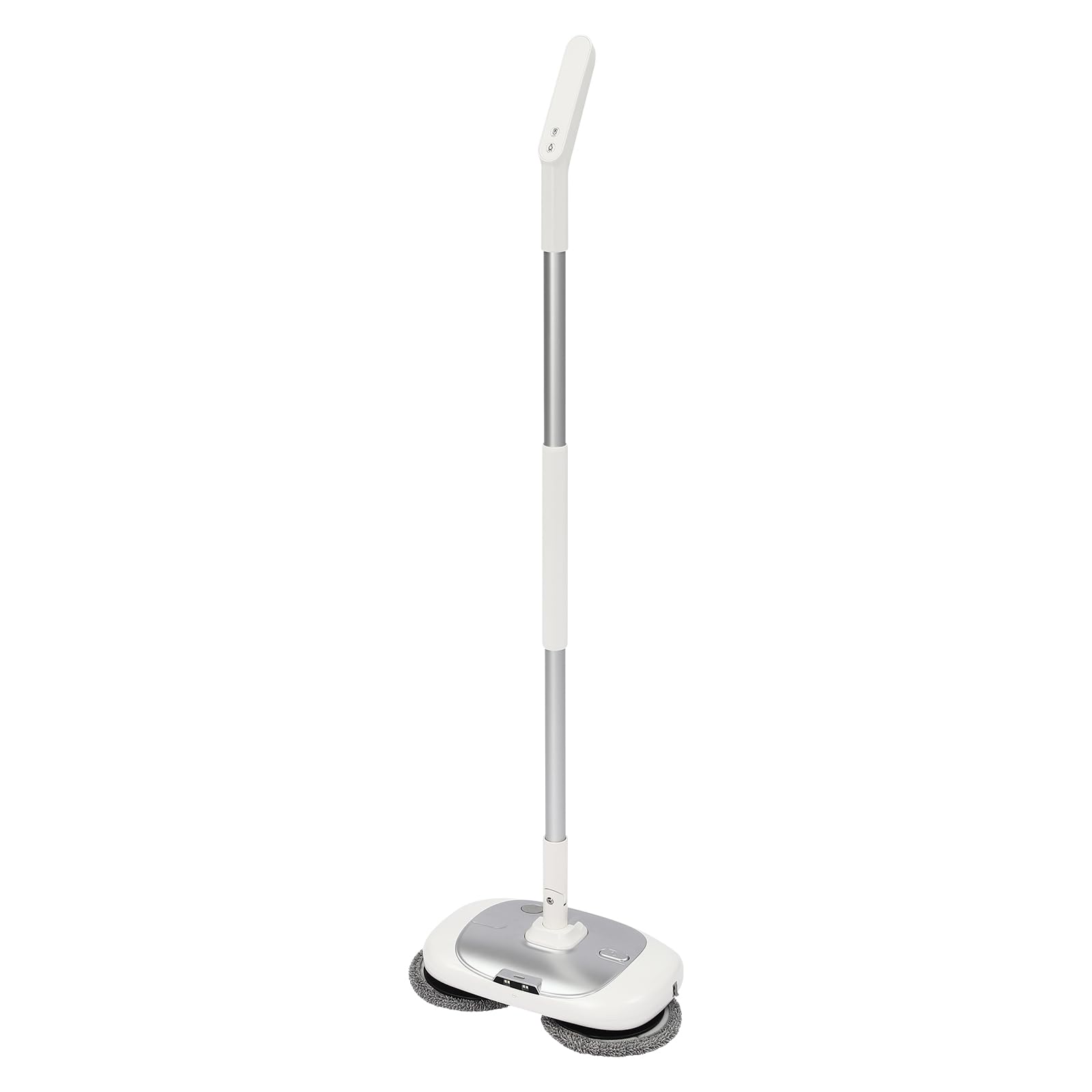 Mopa eléctrica inalámbrica 150 rpm, silencioso, 8 m²/min, con sistema de iluminación LED, lavadora de suelo, para salón, cocina (plata, blanco)