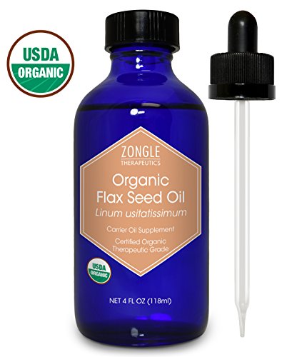 Zongle USDA Certified Organic Flax Seed Oil, Safe To Ingest, Unrefined Virgin, Cold