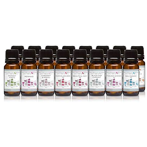 Barnhouse Blue Top 16 Faves Set of 16 Premium Fragrance Oils - Bali Mango, Beautiful Day, Coconut Lime Verbena, Instant Vacation, Pina Colada, Mountain Rain, Mermaid, Kelp, Island Hop & More - 10ML Cover