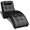 ShGaxin Canapé avec oreiller en similicuir noir, chaise longue simple, fauteuil tantra pour adultes, canapé individuel - SPU:242216