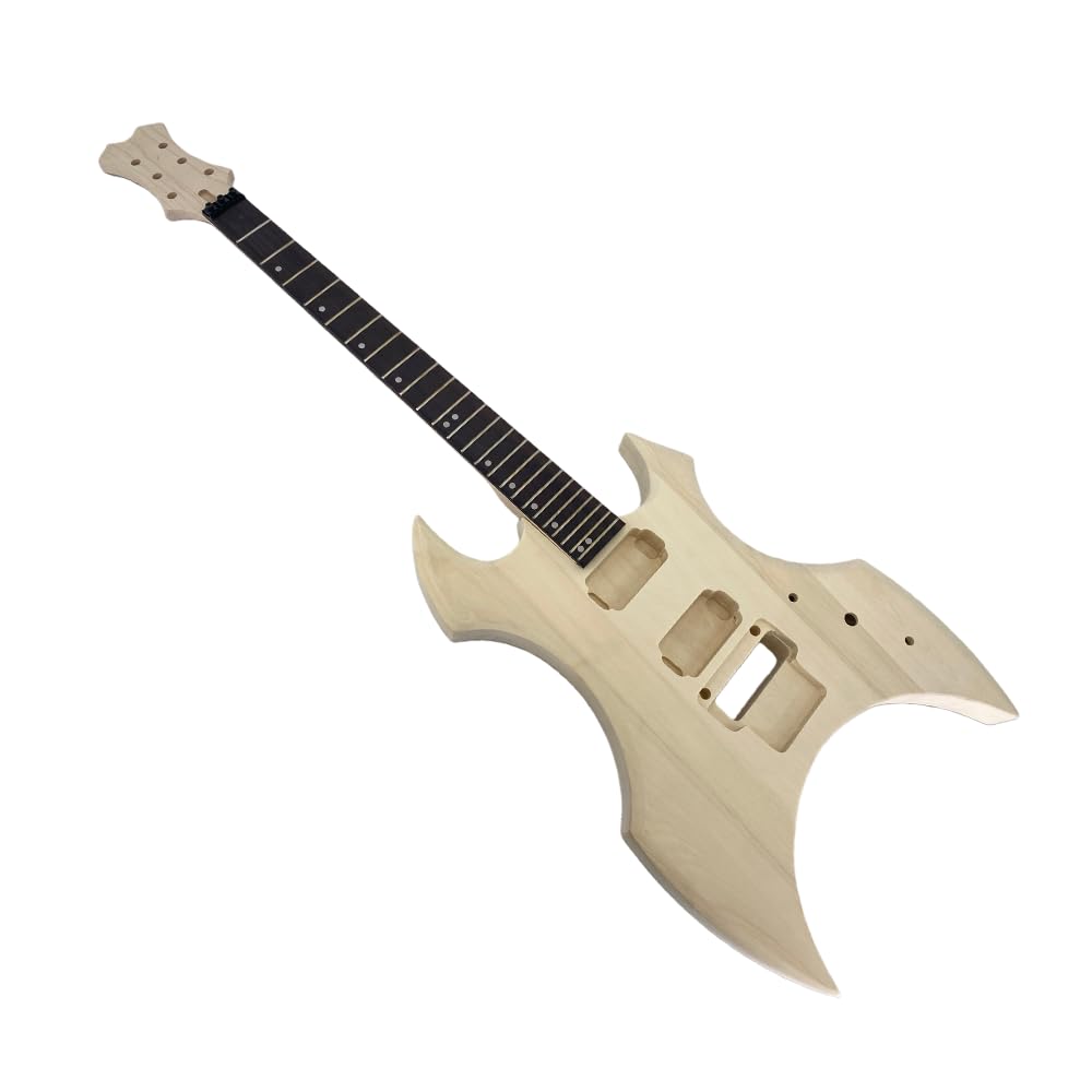 Kit fai da te per chitarra elettrica Conboxus stile X con corpo e manico solidi, kit chitarra elettrica a 24 tasti da 648 mm set completo di accessori per chitarra per principianti regalo per liutaio