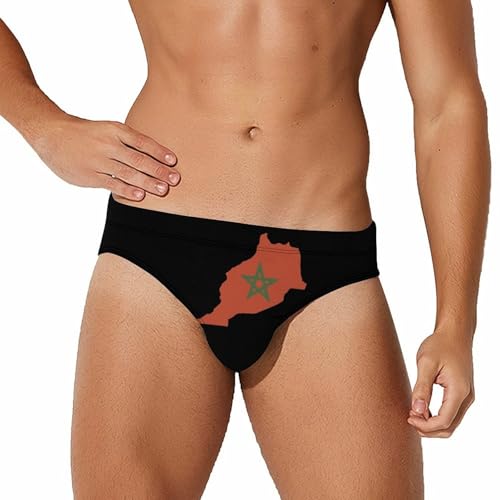 Morocco Flag Map Mens Swim Briefs Sexy Bikini Swimwear Bathing Suits Trunks