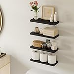 Fixwal Floating Shelves for Wall, Wall Mounted Rustic Wood Shelves for Bathroom, Living Room, Bedroom and Kitchen, Wall Shelves for Storage,Books,Room Decor (Black, Set of 4, 15.8 Inch) - Image 2