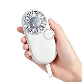 HEEYCEM Small Portable Handheld Fan,5- Speeds Powerful Mini Personal Fan, Rechargeable Fans with Smart LED Display,Lightweigh, for Outdoor,Women Makeup, Kids,Summer Gifts for Girl & Women (White)