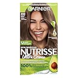 Garnier Nutrisse Ultra Crème, Permanent Hair Dye, 100% Grey Coverage, Vegan Formula, Nourished Hair, Long-Lasting Rich Colour, 610 Light Ash Brown, 1 Application, Packaging May Vary