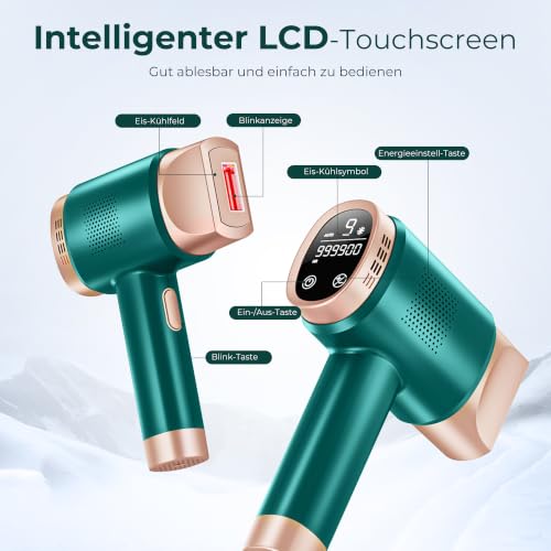 21J IPL Geräte Haarentfernung mit 8℃ Eiskühlsystem, Laser Haarentfernung 9 Stufen & 600 NM Rotlicht… – Ansicht 3