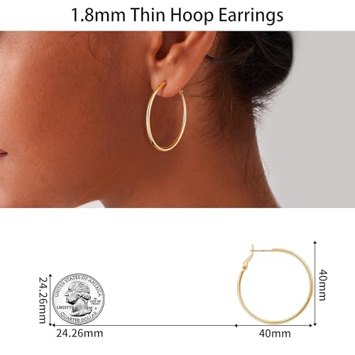 Image of Gacimy Gold Hoop Earrings for Women, 14K Gold Plated Thin Hoops