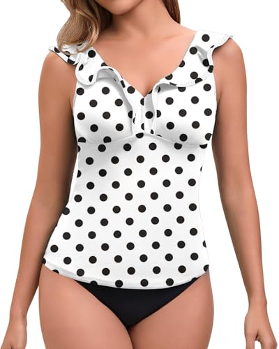 SERSARY Damen Tankini Oberteil Einzeln Bikini Swim Tank Top Lang Bademode Schnell Trocknend Sommer Padded Beachwear V-Au...
