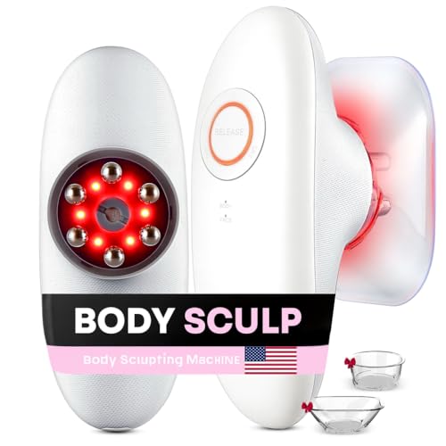 Vibezy 3-in-1 Body Sculpting Machine Cellulite Massager with Cupping & Red Light Therapy for Belly Skin Back Waist Legs & Arm Tightening Device