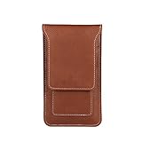 Hadi PU Leather Cell Phone Belt Clip Holster Carrying Case with Magnetic Closure For 5.5 inch Cell Phone (For iPhone 6 Plus/6s Plus/7 Plus, For Samsung S6/S7/S7 Edge) - Vertical - Brown - Meduim Size