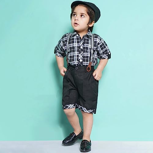 Image of AJ DEZINES Kids Casual Wear Clothing Cotton Shirt Short Set For Boys