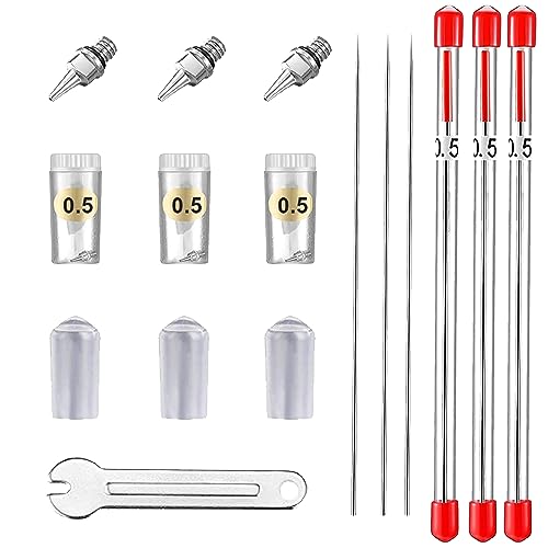 HUBEST 10PCS Airbrush Spare Parts, 0.5mm Needle, Nozzle and Needle Protector for Airbrush, The Professional Replacement Kits for HUBEST Airbrush Gun