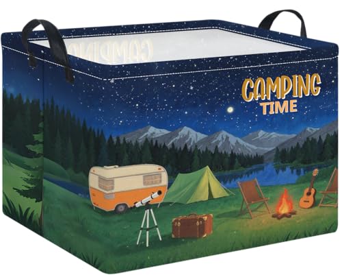 Image of Rectangle Storage Basket with Handles,Collapsible Storage Bin,Books Box,Gift Basket(Camping)