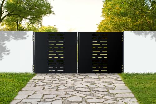 Casanoov Doppelflügeltor aus Stahl 3m NALI ARLBERG H.140cm mattschwarz
