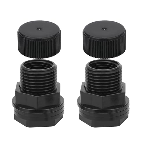 Gosknor 2pcs Garden Hose Bulkhead Fitting with Plugs, 3/4 Male GHT & 1/2 Female NPT Thread PVC Water Tank Connector Fittings Accessories for Rain Barrel Aquarium Tub Pool Sink