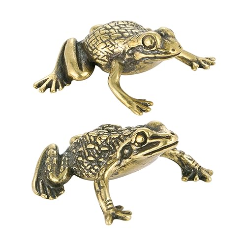 HOLIDYOYO Messing Frosch Statue Goldene Dekoration Retro Design Krötenfigur Kleine Messing Figur