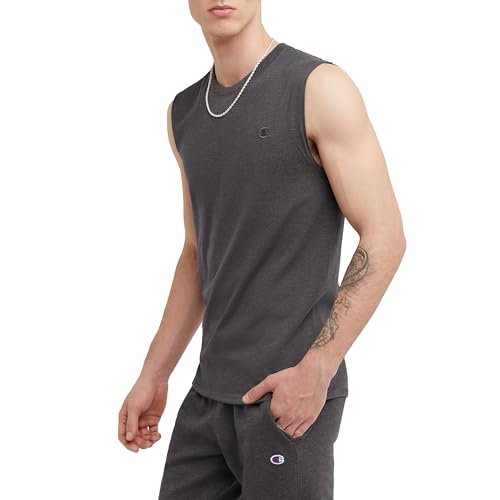 Champion Mens Classic Jersey Muscle Tee Shirt, Granite Heather, Large US3