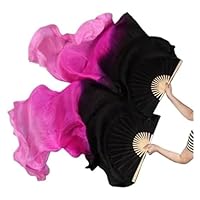 Amazon.co.jp: KeuLen ベリーダンスシルクファン、ロングシルクファン