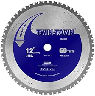 TWIN-TOWN 12-Inch 60 Teeth Steel and Ferrous Metal Cermet Saw Blade with 1-Inch Arbor