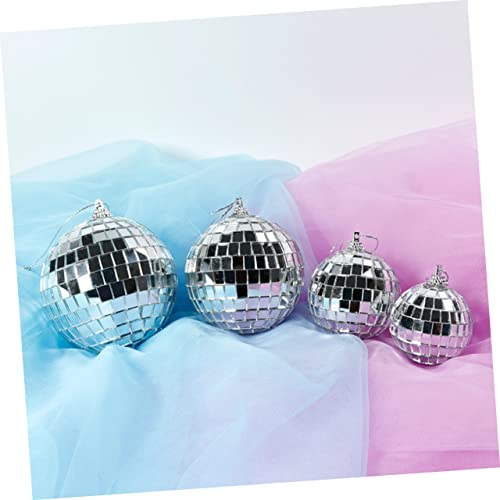 Uonlytech - 6 piezas de adornos colgantes reflectantes de espejo plateado para decoración de fiestas, bodas, eventos nocturnos y discotecas miniatura 6