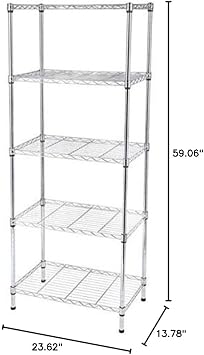 Light-Duty Wire Shelving Unit with Adjustable Wire Shelves Industrial Welded Wire Shelving Unit 5-Tier Wire Shelving Unit for Your Closet, Pantry, Kitchen, Laundry Room, Office