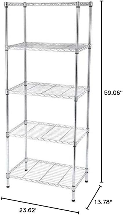Light-Duty Wire Shelving Unit with Adjustable Wire Shelves Industrial Welded Wire Shelving Unit 5-Tier Wire Shelving Unit for Your Closet, Pantry, Kitchen, Laundry Room, Office