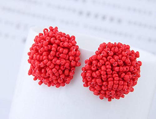 Tiande Statement Beaded Stud Earrings Bohemian Cluster Rainbow Seed Beads Big Round Piercing Post Earrings Idea Gift for Mom, Sister and Friends4