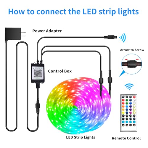 Image of 400ft Outdoor Waterproof Led Strip Light,IP68 Waterproof Led RGB Light with IR Remote&App Control,Music Sync and Color Changing LED Rope Light for Bedroom,Roof,Pool,Balcony（2 Rolls of 200ft）