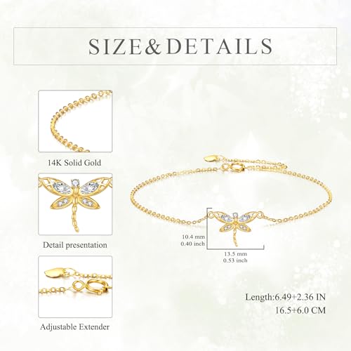 KECHO 14K Solid Gold Cross Bracelet for Women Butterfly Pineapple Lucky Clover Heart Sister Bracelets Birthday Christmas Mothers Day Jewelry Gifts for Mom Friends4