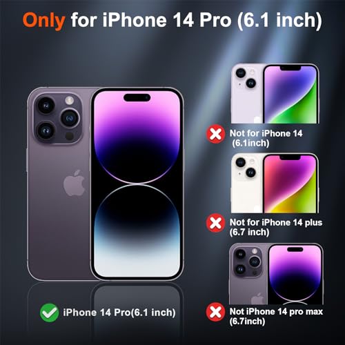 Image of SUPFINE Magnetic for iPhone 14 Pro Case (Compatible with MagSafe) (Military Grade Drop Protection) Translucent Matte Shockproof Phone Case, Dark Purple