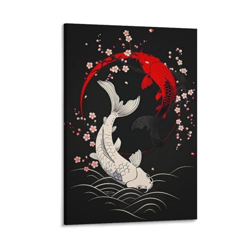 Poissons koï affiche d'art toile décoration murale moderne