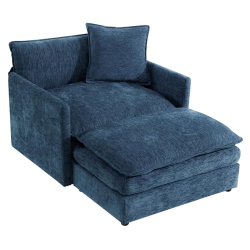 Sillón Plegable Chenille Azul miniatura 1