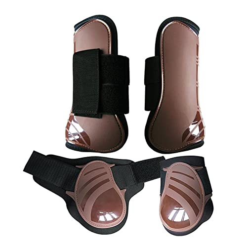 predolo Juego de 4 Protectores para Patas de Caballo, Protectores de Menudillo Y Tendones Delanteros para Caballos, Absorbentes de Impactos Y Transpirables, Marrón XL