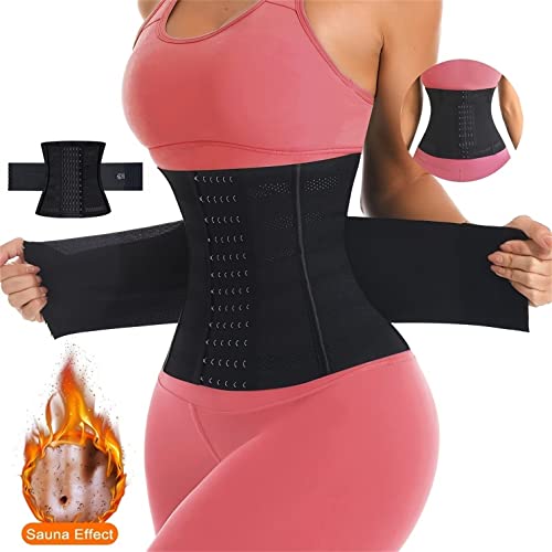 Flyehi Waist Trainer For Women Lower Belly Fat,Wrap Waist Trainer For Women Adjustable & Non-Slip, Weight Loss Waist Trimmer, Black, Xxx-Large #TOP4