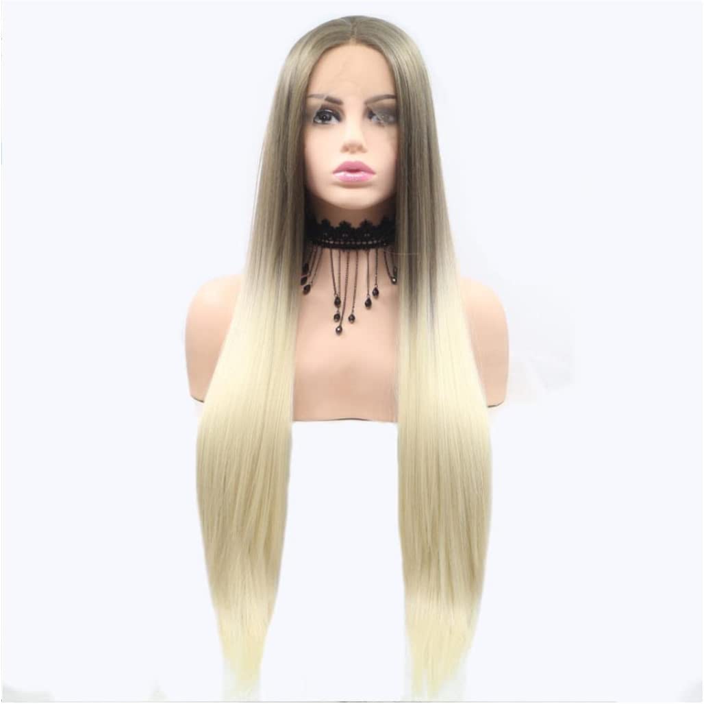 LIOONS Parrucca realistica Parrucca Femminile Creativa Parrucca Bionda Sfumata Naturalmente Traspirante Soffice Parrucca Sintetica 24 Pollici / 61 Cm Festa Quotidiana Eleganza Naturale