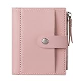 minkissy Monedero Corto para Mujer de Cuero PU Rosa Cartera Pequeña Múltiples Ranuras para Tarjetas y Compartimento para Monedas Ligero y Compacto para Uso Diario