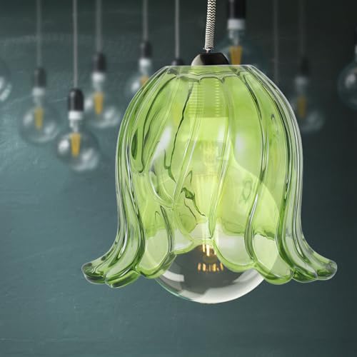 Baluue Green Glass Lamp Shade Replacement Vintage Table Lamp Glass Shade for Pendant Light Wall Sconce Chandelier Floor 6.29 X 5.31 X 4.52 in 1 piece by Baluue - Used condition - Image 2