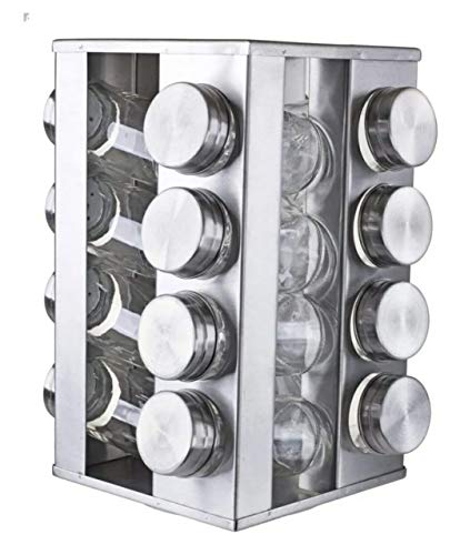 Porta Temperos e Condimentos Torre Giratoria com 16 Potes Vidro