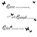 Pegatinas de pared extraíbles, Love Every Moment, Laugh Every Day, Live Beyond Words, 12 pegatinas de pared de mariposa 3D, calcomanías de pared para decoración de dormitorio y sala de estar de RuiChy