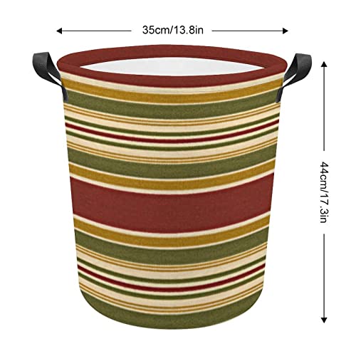 Laundry Hamper, Collapsible Laundry Basket With Handle Toys Organizer Bag Dirty Clothes Storage Basket For Bathroom, Dorm Essentials (Burgundy Green Yellow Stripes Pattern) #TOP1