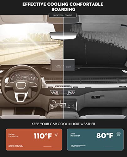 Pigenius Windshield Sun Shade For 2017-2023 Cadillac Xt5, Custom Fit Front Window Shade - Ultimate Folding Sunshade - Grey #TOP2