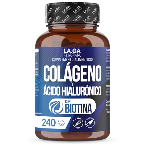Colágeno Hidrolizado con Ácido Hialurónico y Biotina para Cabello, Piel y Uñas. 240 Comprimidos. Colágeno Marino Puro 2000 mg con Vitamina C, Zinc y Coenzima Q10. Anticaída Mujer. Made in Italy No OGM