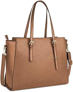NEWHEY Laptop Bags for women Large Leather Handbags Ladies Laptop Tote Bag Business Work Shoulder Bag Purse 2pcs Set 15.6 Inch Black