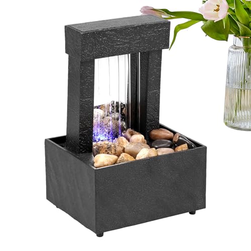 Fukamou Fuente De Cascada Interior,Fuente De Agua De Mesa   Fuente de Mesa con Elemento acuático de relajación,Fuente de Escritorio de meditación Zen Feng Shui para decoración de Espacios Interiores