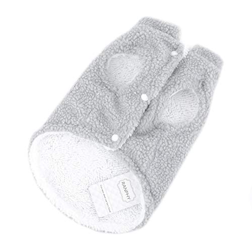Ranphy Sherpa-Vlies Hunde Kleidung für Kleine Hunde Winter Aufgefüllte Haustier Mantel Weste Jacke Winddicht Kapuzenjacke Thermo Hundewelpen Yorkshire Terrier dackel Weihnachten kostüm Grau S
