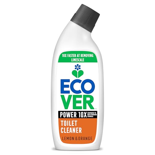 Ecover Power Toilet Cleaner, Removes Limescale Leaving a Sparkling Clean, Fresh Lemon & Orange Scent, 1 x 750ml